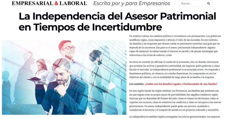 La independencia del asesor patrimonial en tiempos de incertidumbre