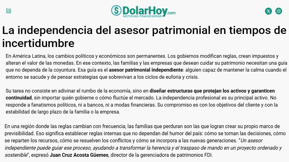 La independencia del asesor patrimonial en tiempos de incertidumbre